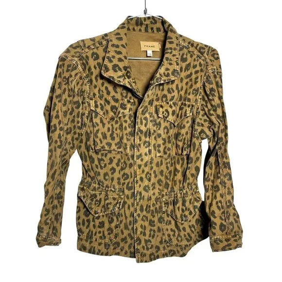 FRAME animal print Cheetah Service Cargo Jacket womens animal print size XXS - Picture 8 of 8
